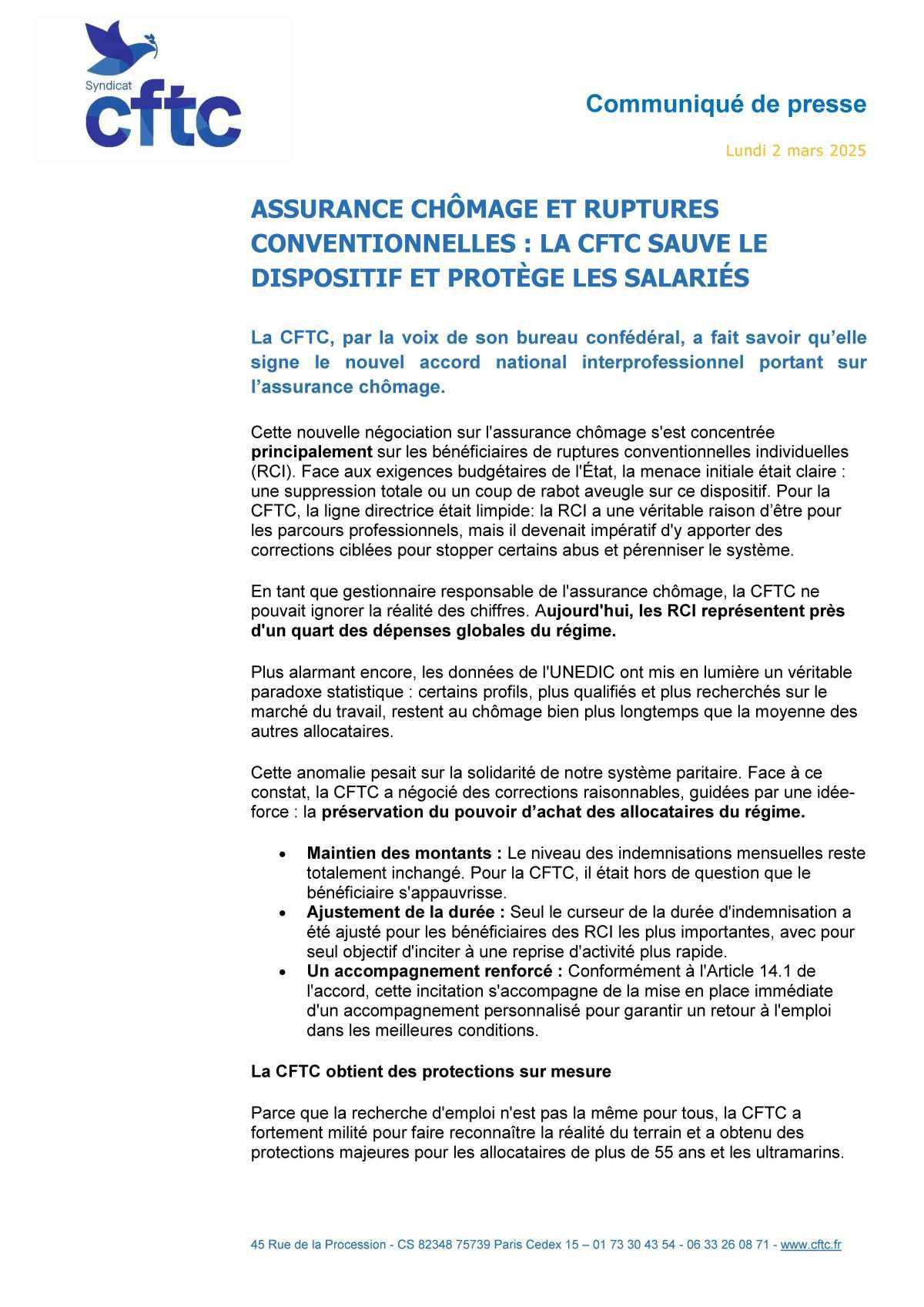 Assurance chômage et ruptures conventionnelles : la CFTC sauve le dispositif et protège les salariés !