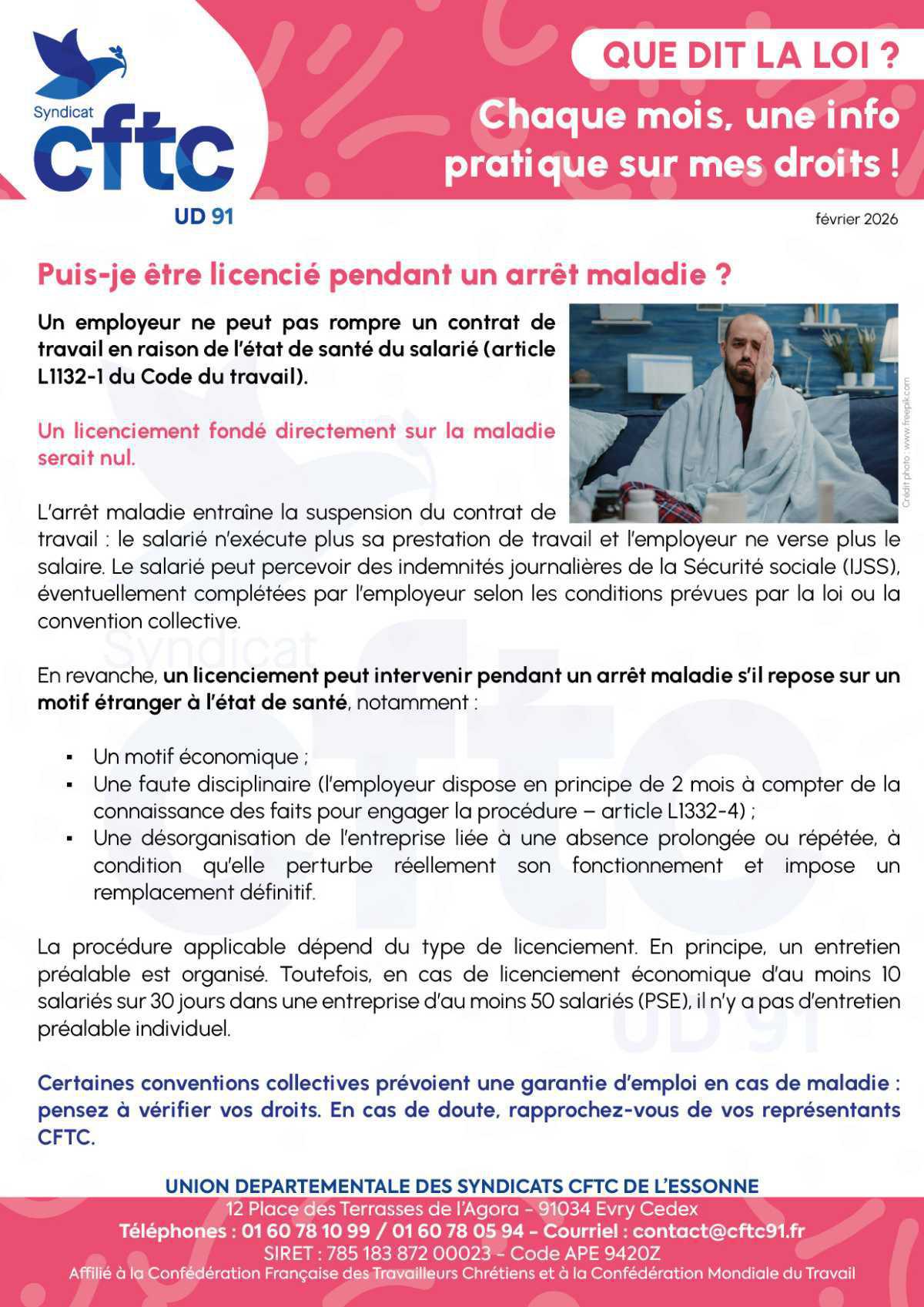 Puis-je être licencié pendant un arrêt maladie ?