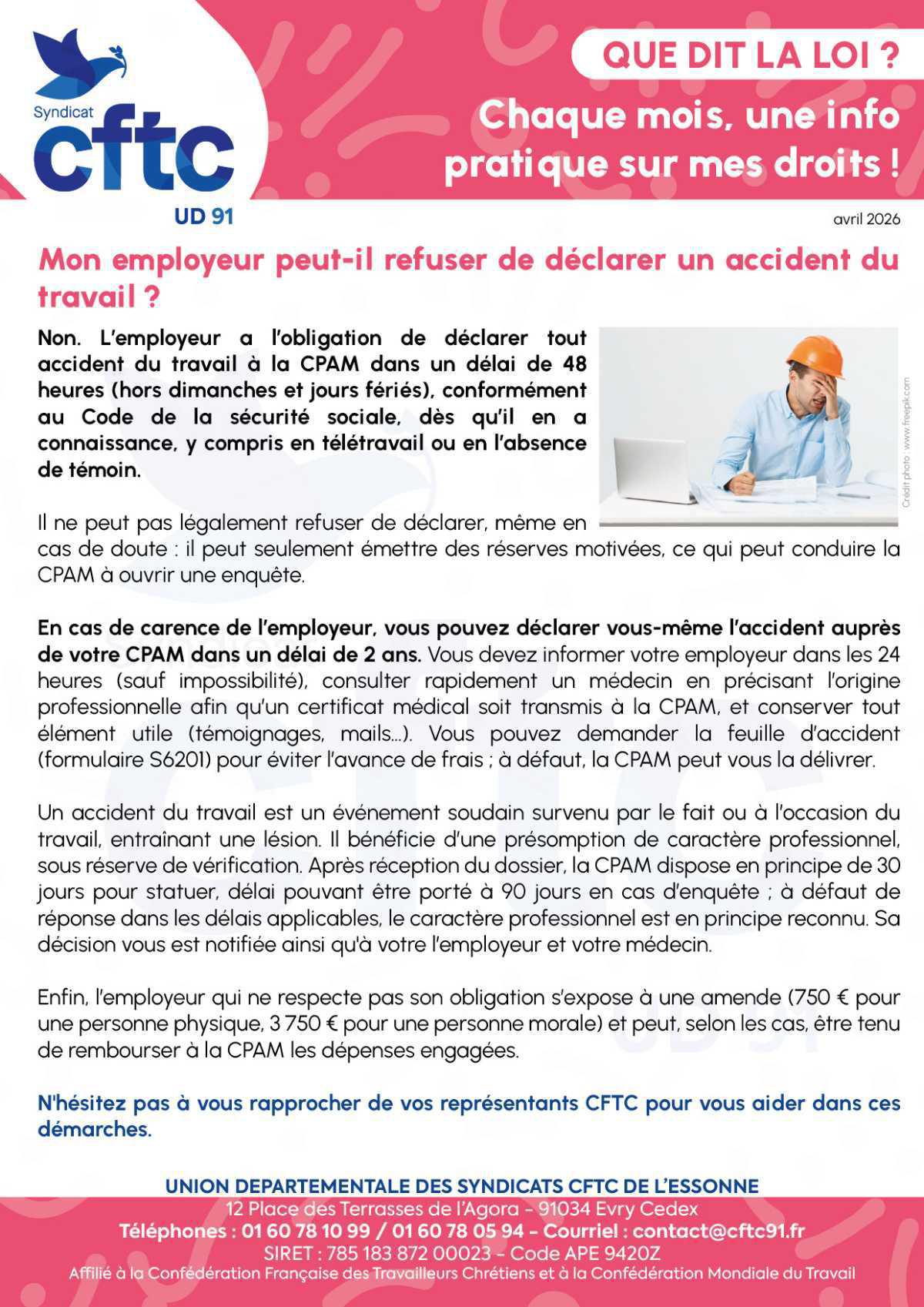 Mon employeur peut il refuser de déclarer un accident du travail ?