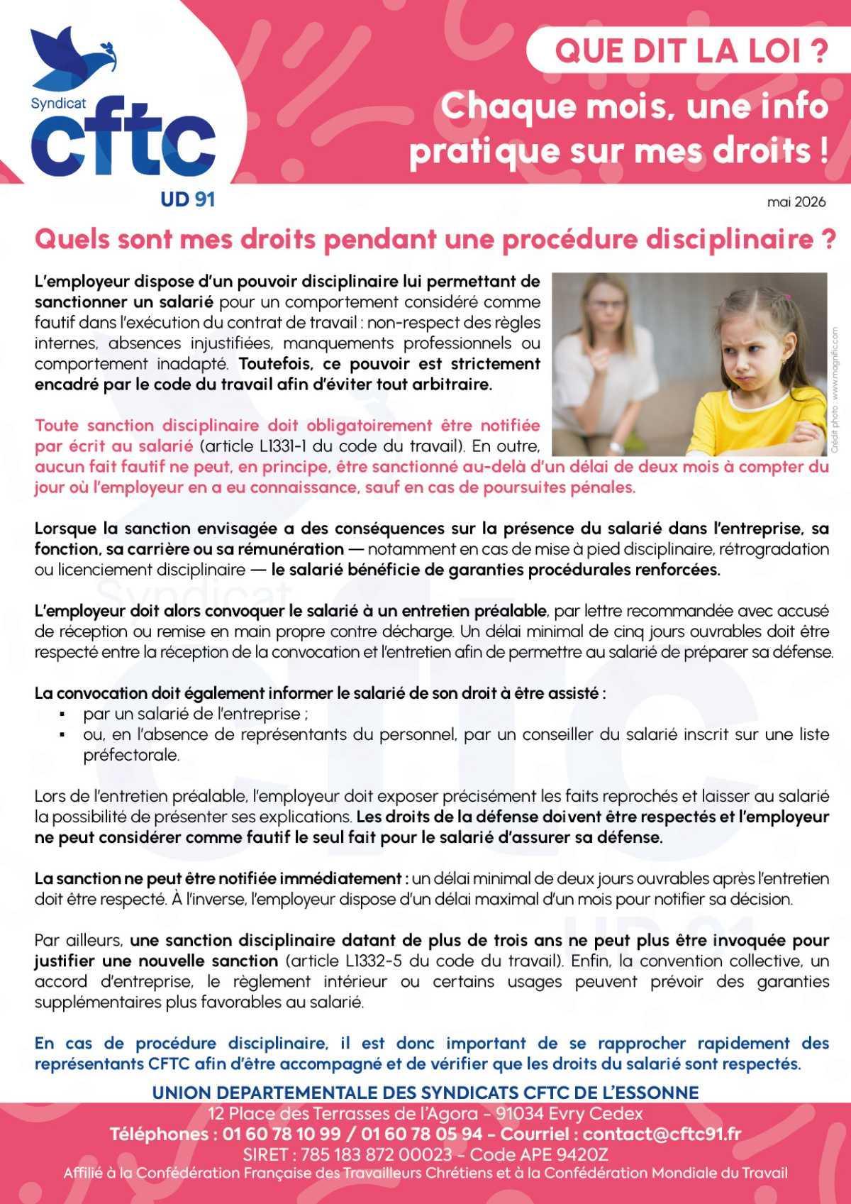 Quels sont mes droits pendant une procédure disciplinaire ?