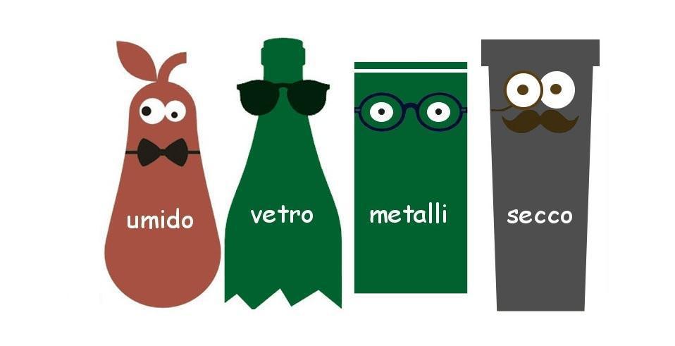 Stasera esporre organico, vetro e lattine, secco o rur