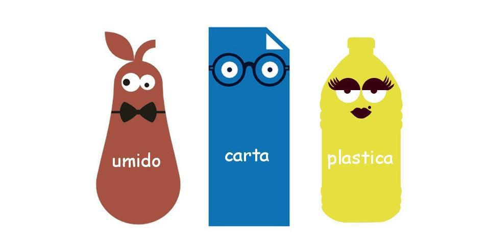 Stasera esporre organico, plastica, carta cartone e tetrapak