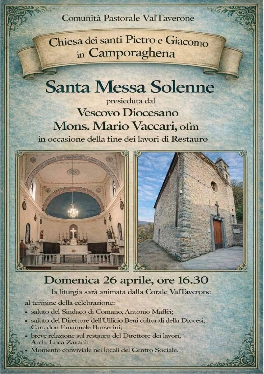 Inaugurazione della chiesa di Camporaghena e Santa Messa Solenne (Inizio ore 16:30)