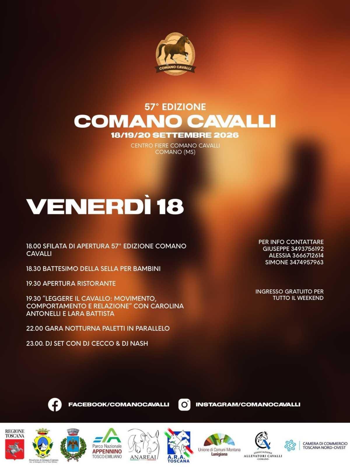 57ª Edizione Comano Cavalli (dalle ore 18:00) 57ª Edizione Comano Cavalli (dalle ore 18:00)