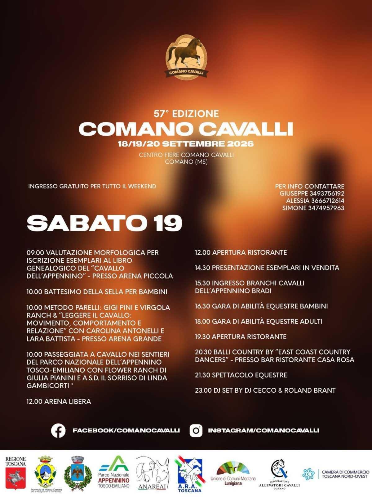 57ª Edizione Comano Cavalli (dalle ore 9:00) 57ª Edizione Comano Cavalli (dalle ore 9:00)