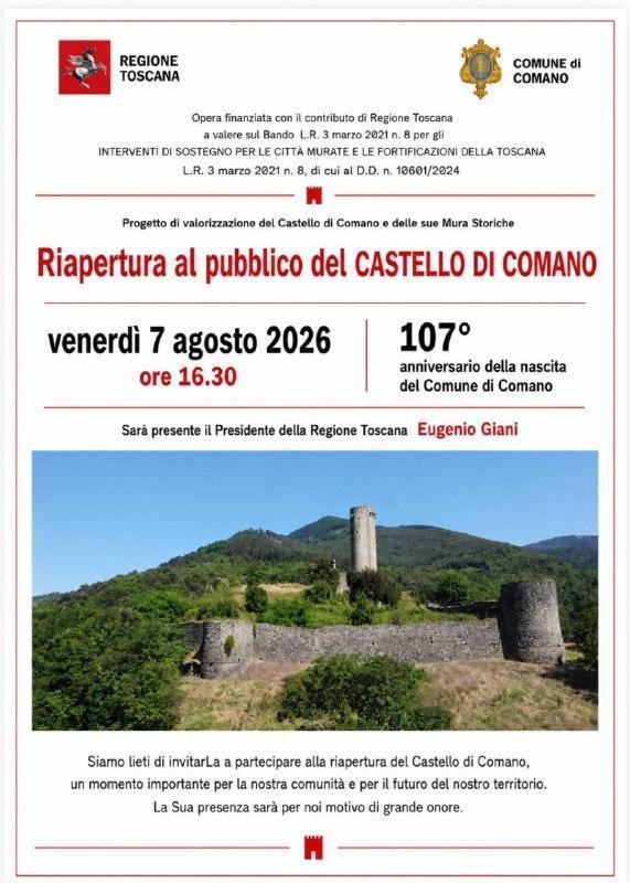 Riapertura al pubblico del Castello di Comano (inizio ore 16.30)