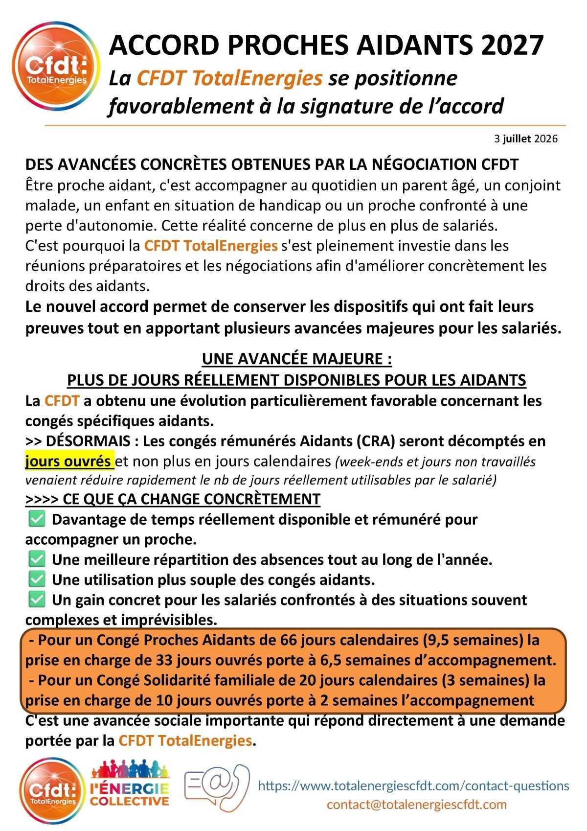Négociation de l'accord "Aide aux Aidants"