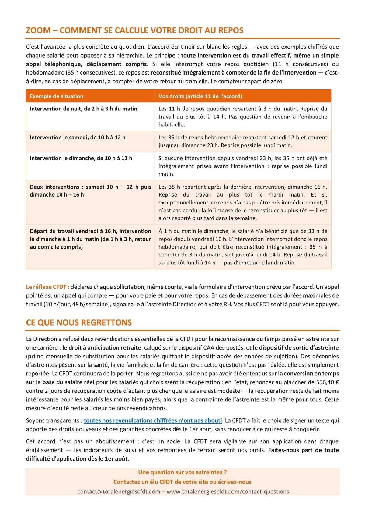 Astreintes : la CFDT signe l’avenant du 21 juillet 2026 !