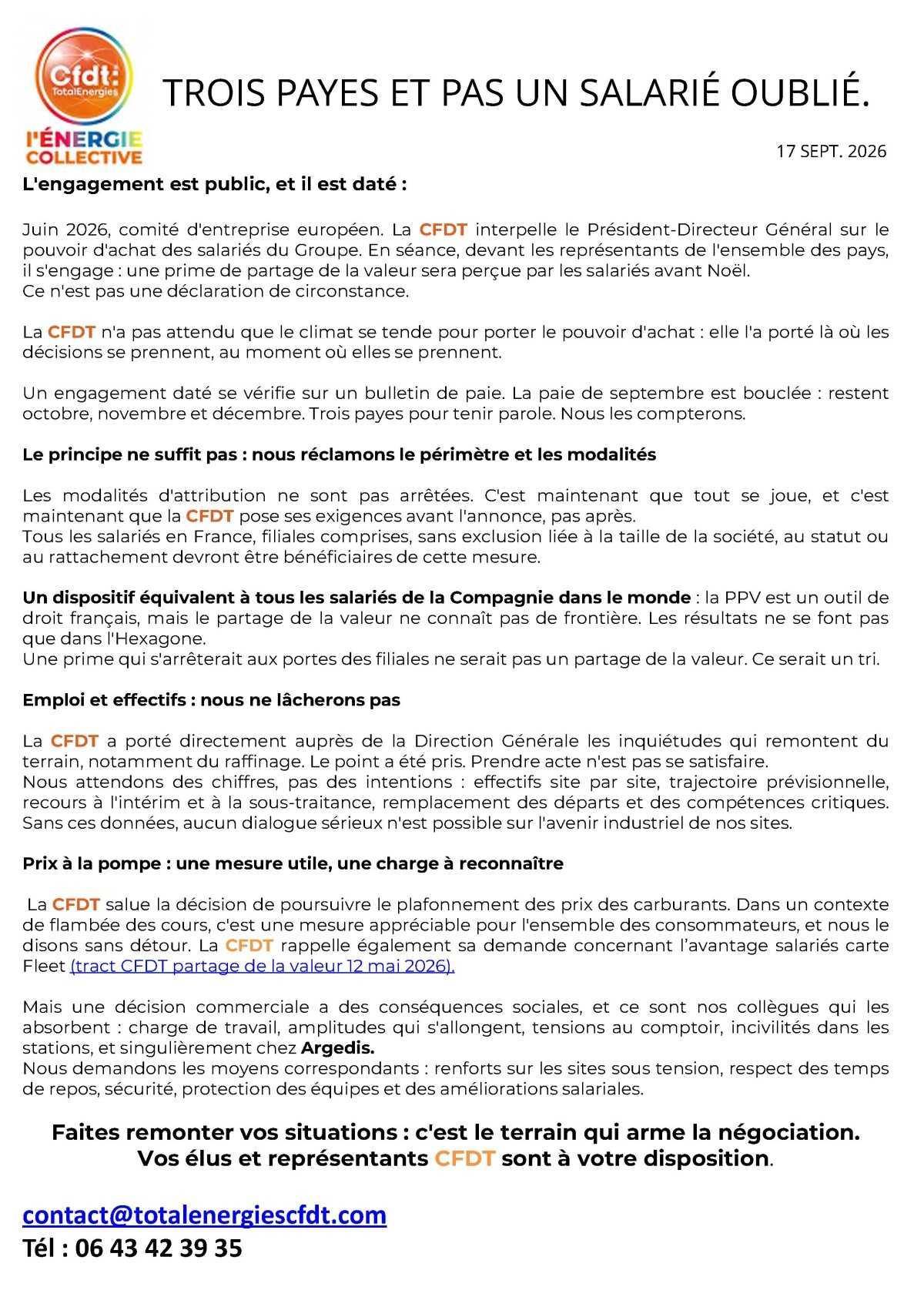 Trois payes et pas un salarié oublié !