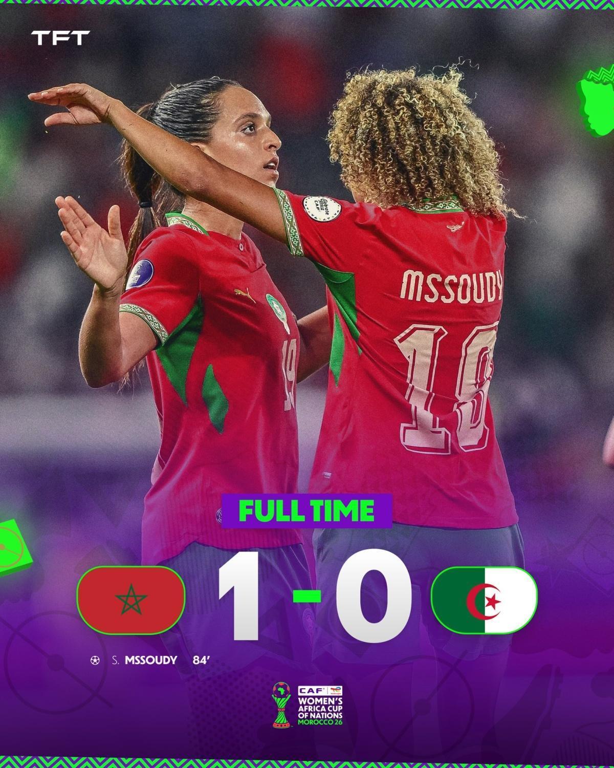 CAN féminine Maroc 2026 : le Maroc domine l'Algérie (1-0) et prend la tête du groupe A