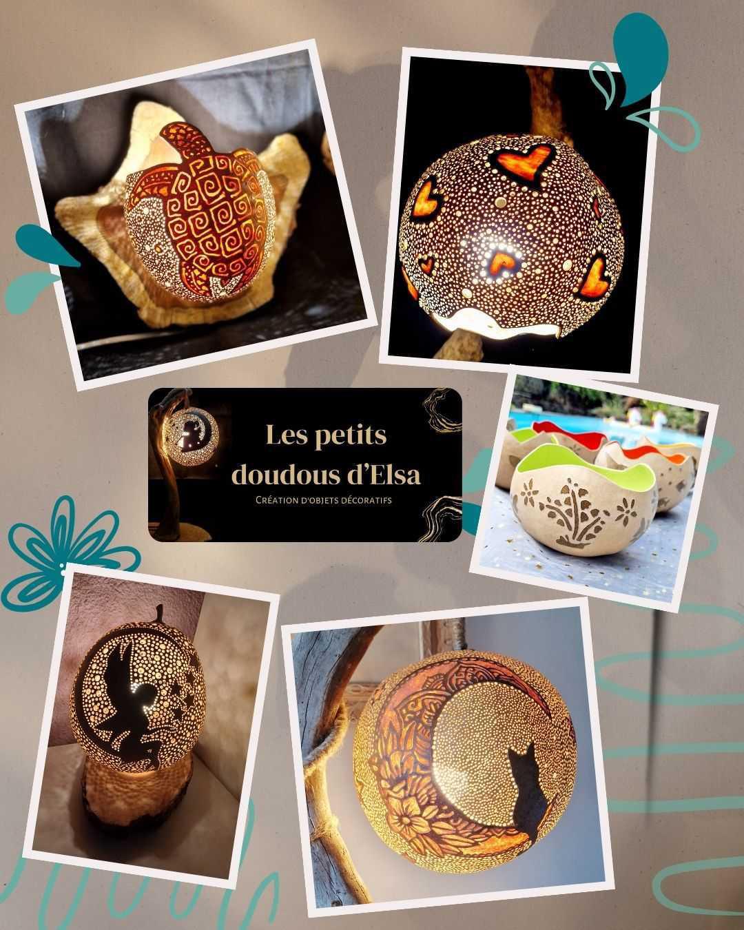 LES PETITS DOUDOUS D'ELSA - creation of lamps in gourds and personalized decorations