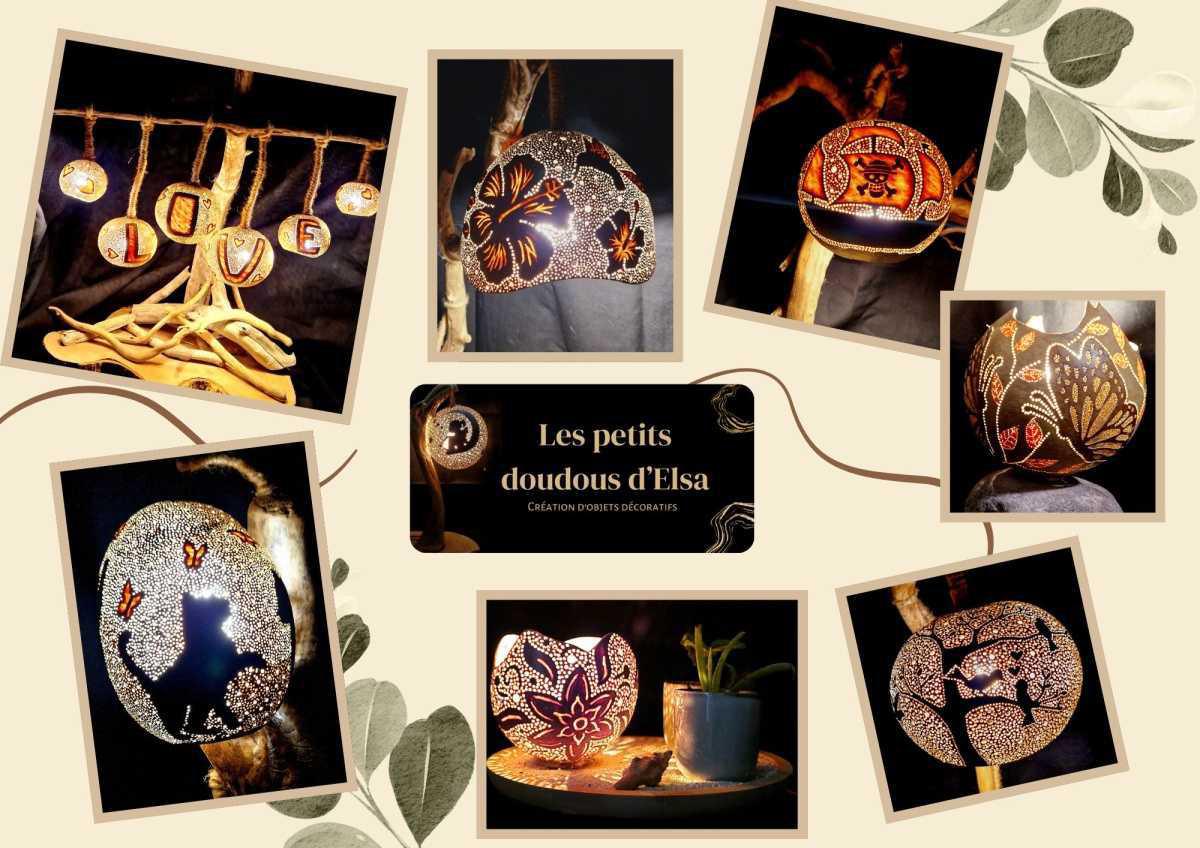 LES PETITS DOUDOUS D'ELSA - creation of lamps in gourds and personalized decorations LES PETITS DOUDOUS D'ELSA - creation of lamps in gourds and personalized decorations