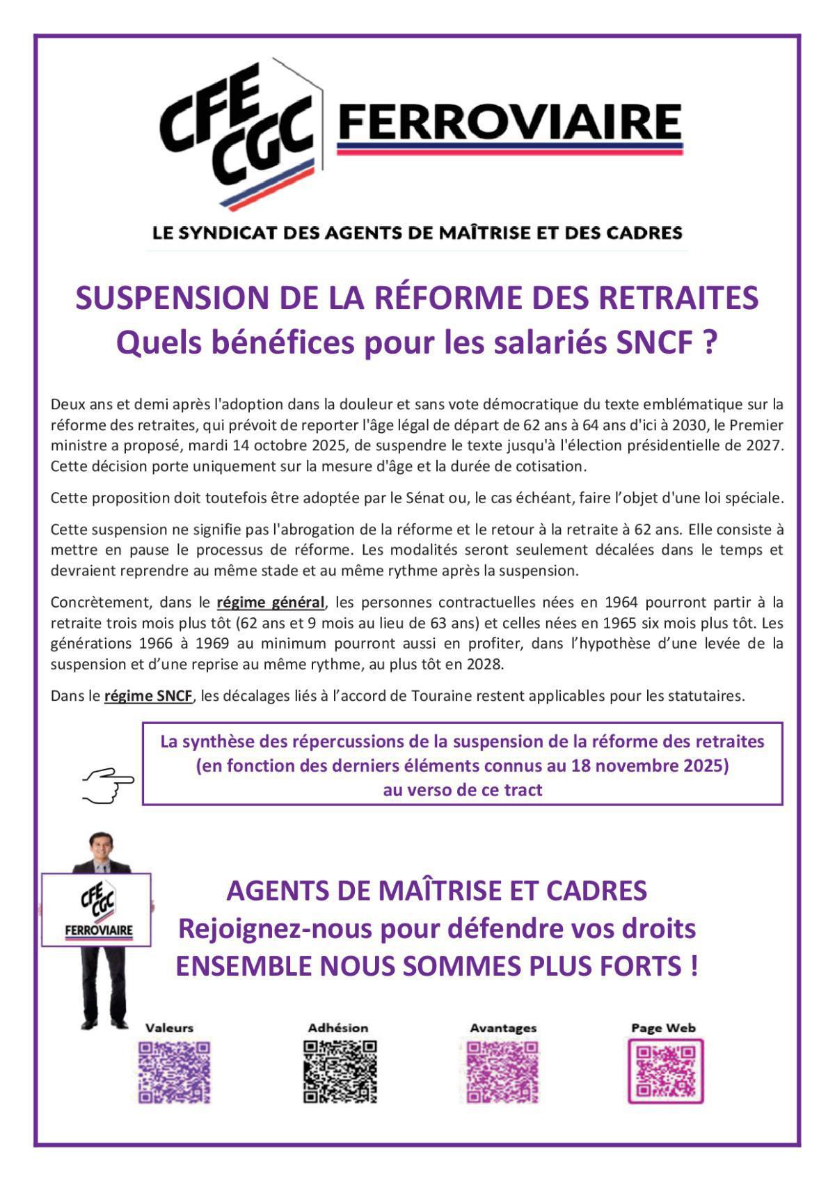 Suspension de la réforme des retraites