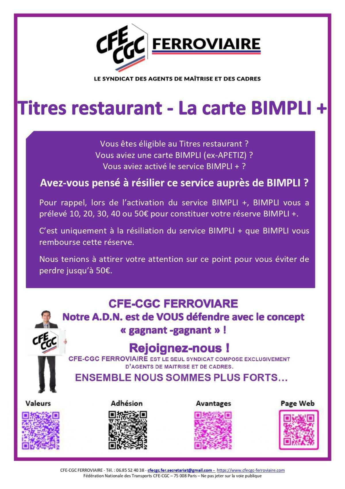 Titres restaurant - La carte BIMPLI+