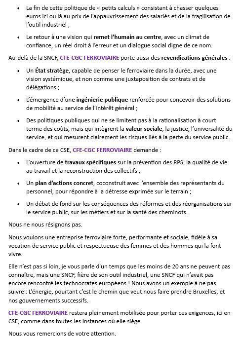 Déclaration liminaire de mars 2026