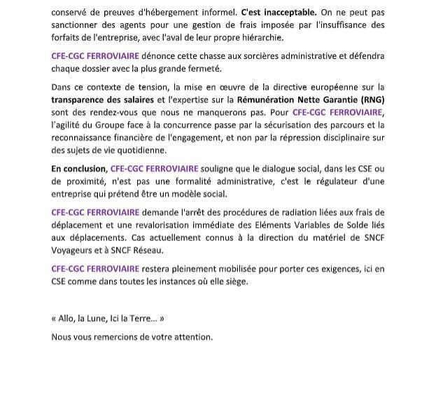 Déclaration liminaire CSE de Mai
