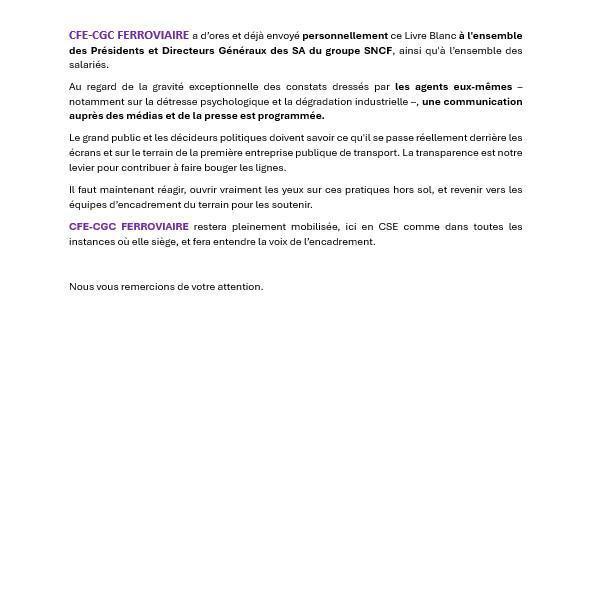 Déclaration liminaire - juillet 2026