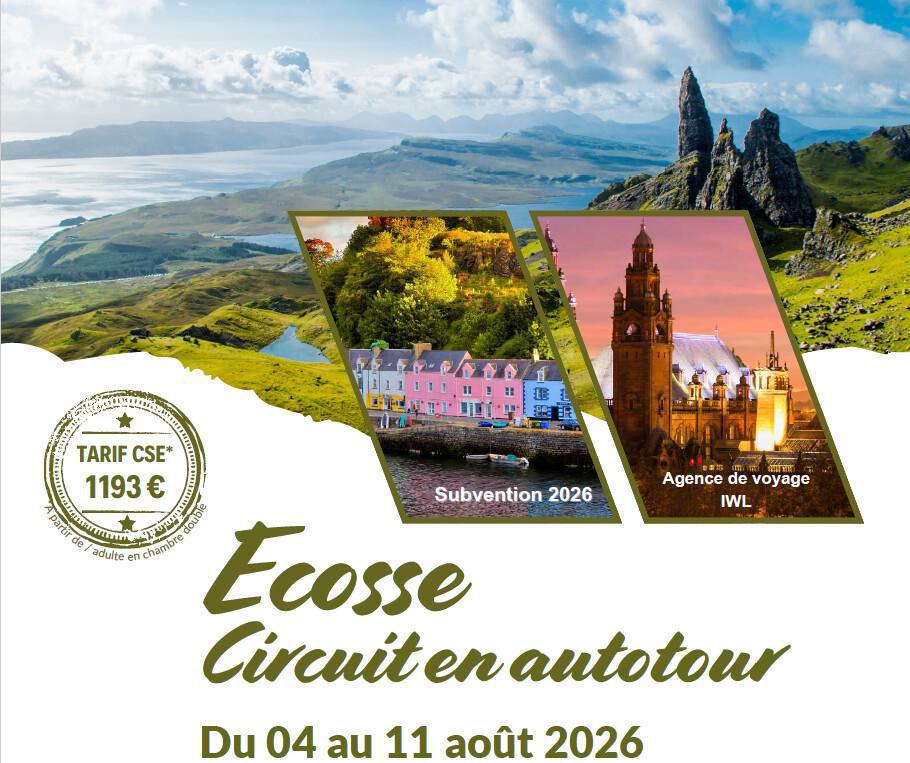 Ecosse Circuit en autotour Du 04 au 11 Aout 2026