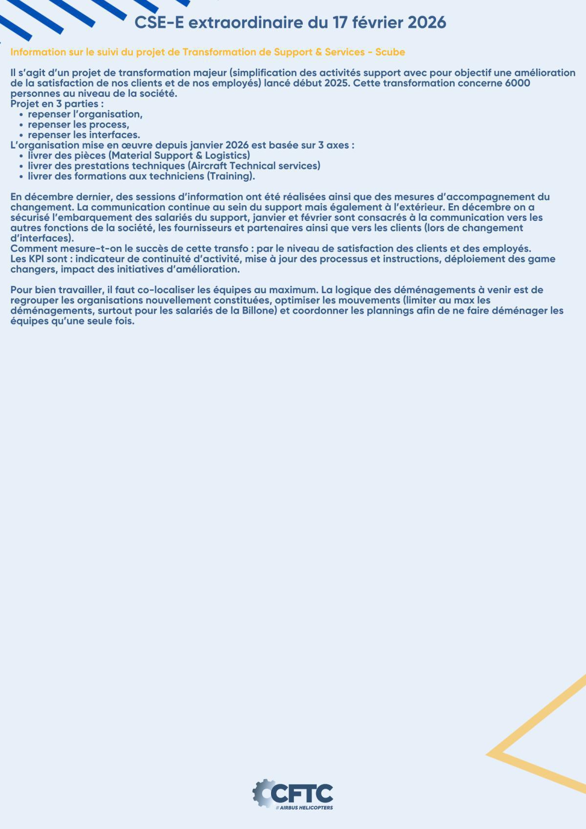 CSE-C du 16 février & CSE-E extraordinaire du 17 février