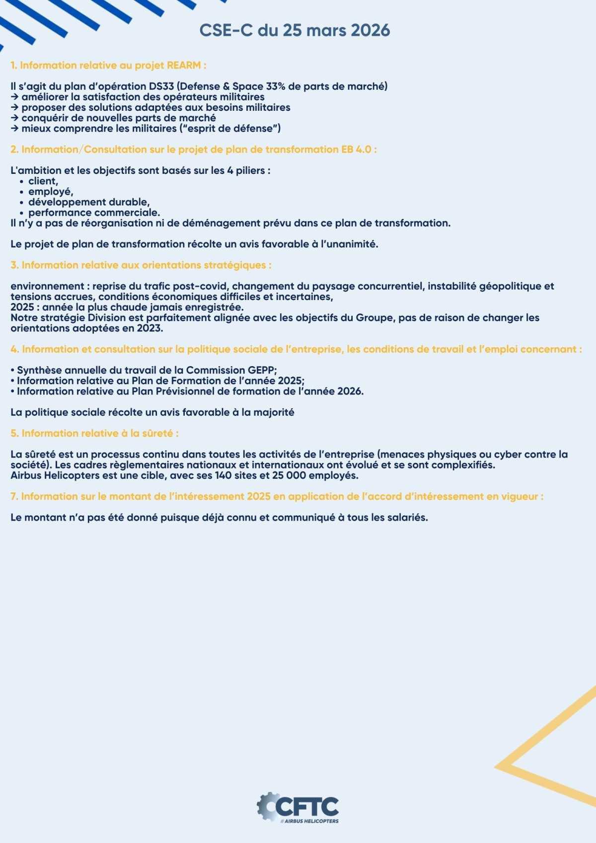 Vos élus vous informent : CSE-C du 25 mars 2026