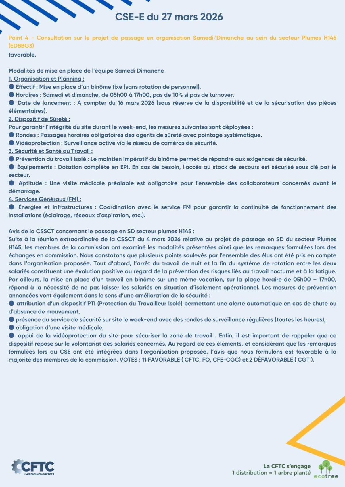 Vos élus vous informent : CSE-E du 27 mars 2026