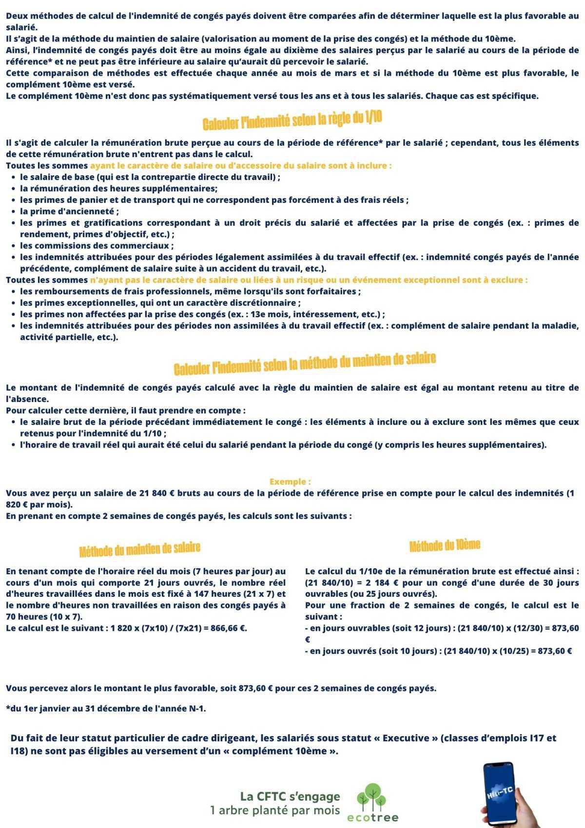 Dixième de congés
