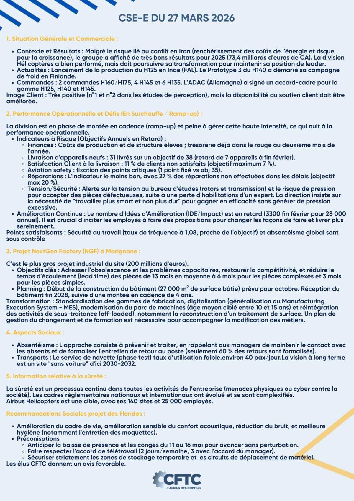 Vos élus vous informent : CSE-E du 27 mars 2026