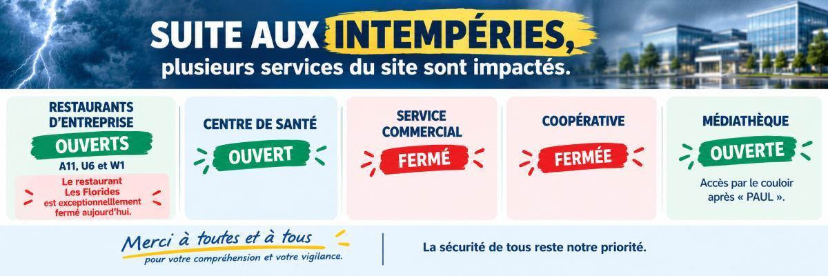 Intempéries : point sur le fonctionnement des services CSE Intempéries : point sur le fonctionnement des services CSE