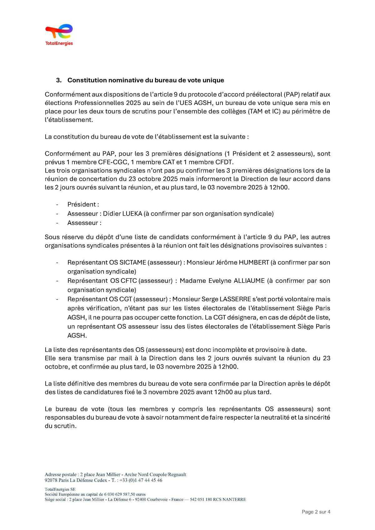 Elections professionnelles 2025 : relevé de conclusions