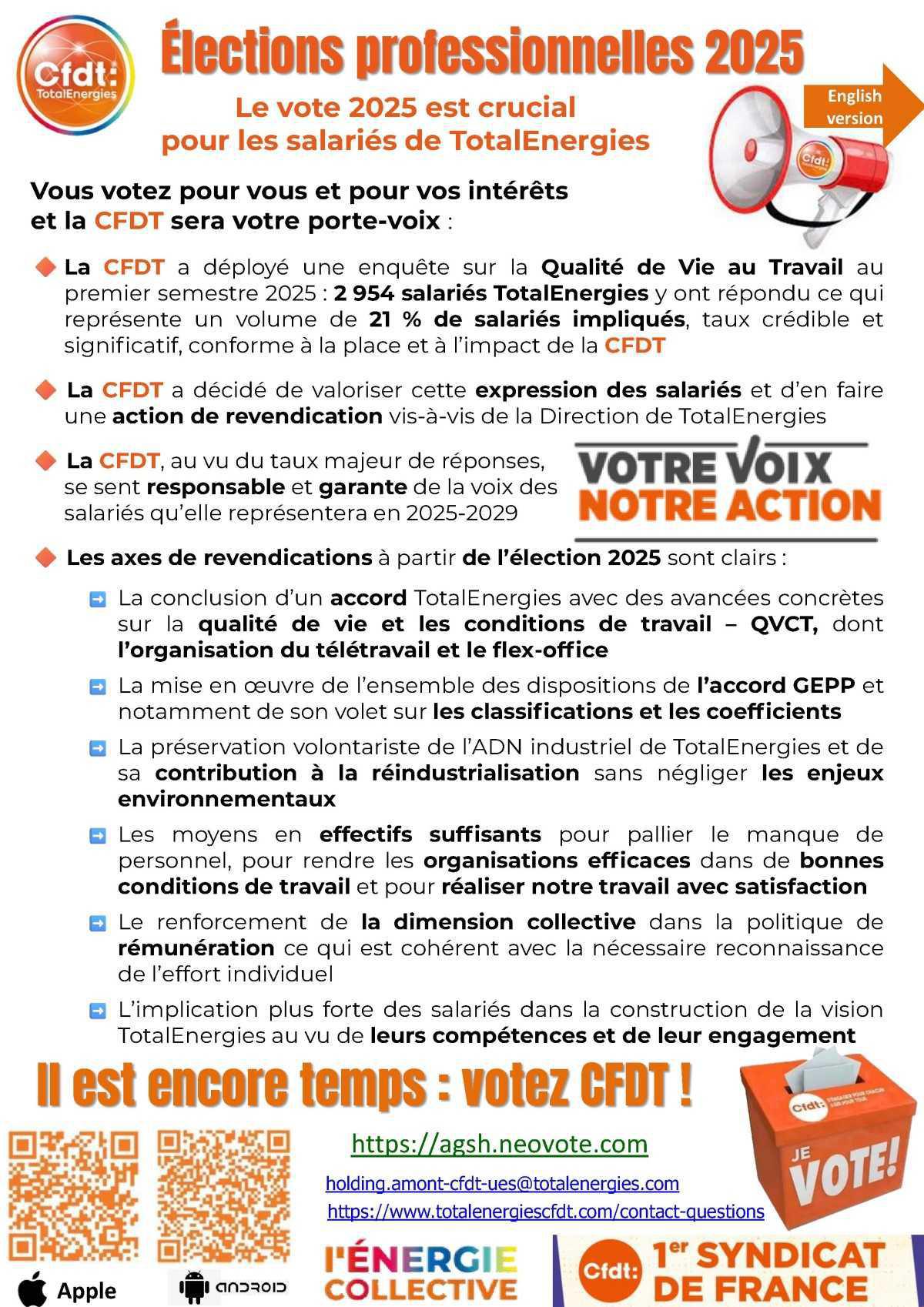 Il est encore temps : votez CFDT !