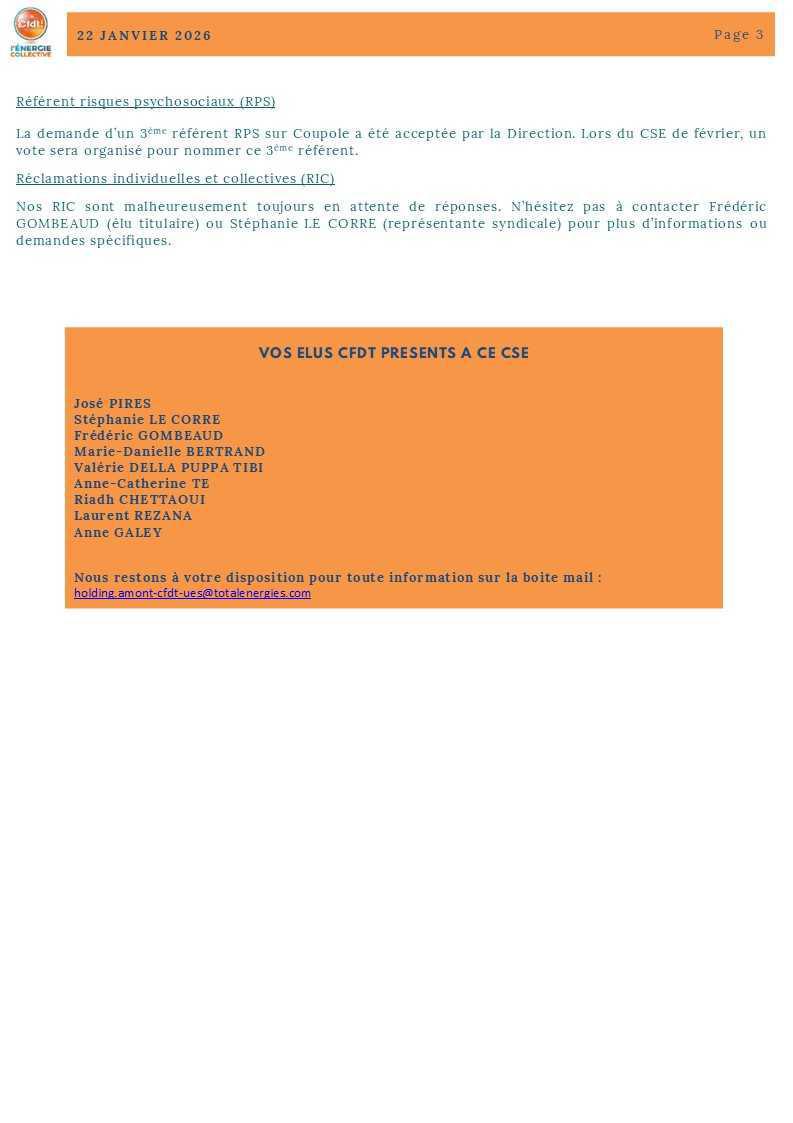 BREF CSE DU 20 JANVIER 2026
