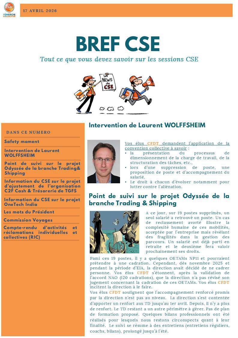 BREF CSE AGSH PARIS - 17 AVRIL 2026