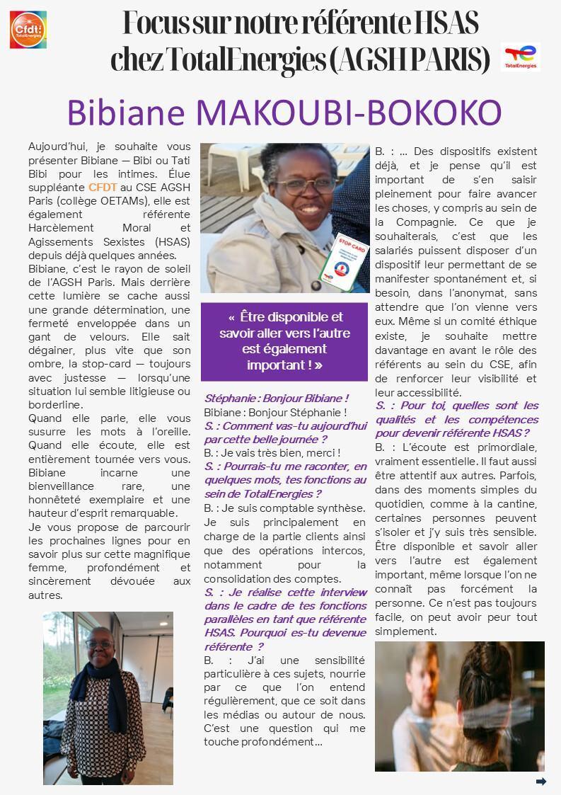 FOCUS SUR NOTRE REFERENTE HSAS - BIBIANE MAKOUBI-BOKOKO