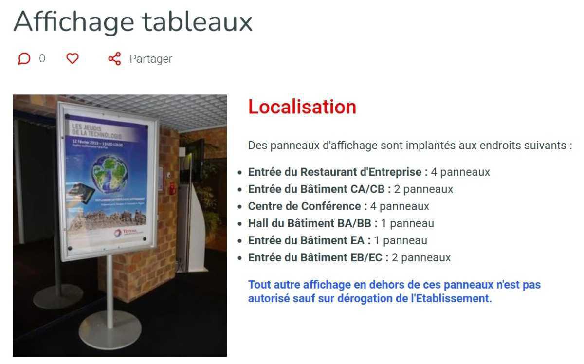 Affichage sur tableaux