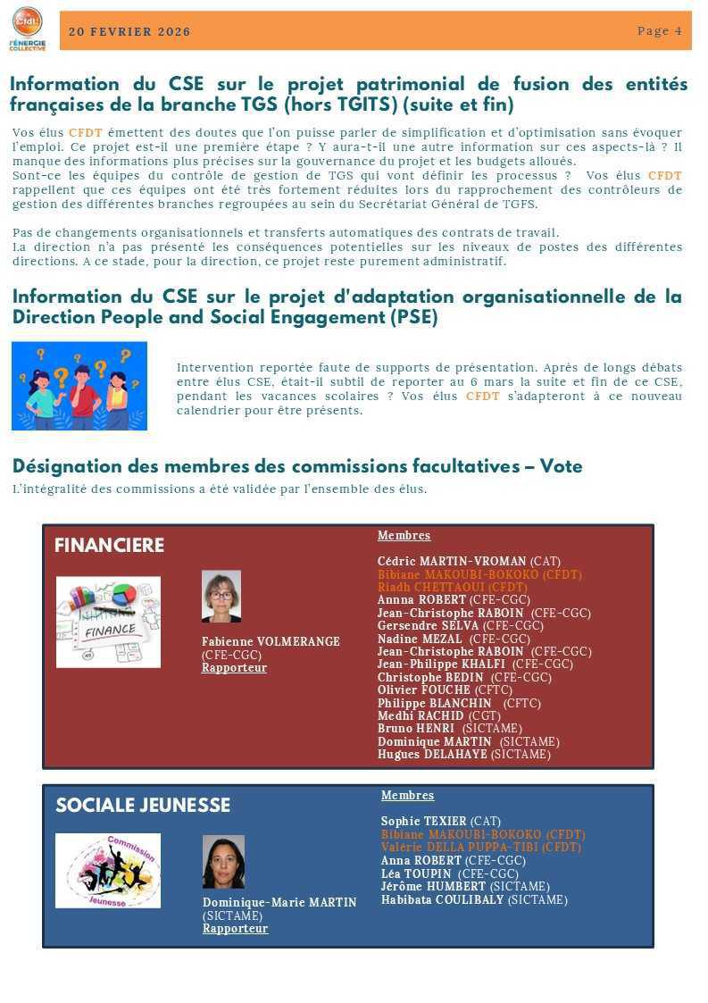 BREF CSE AGSH PARIS - 20 FEVRIER 2026