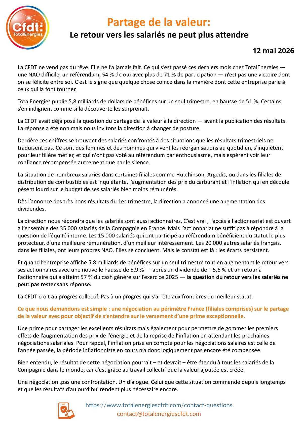 Partage de la valeur !