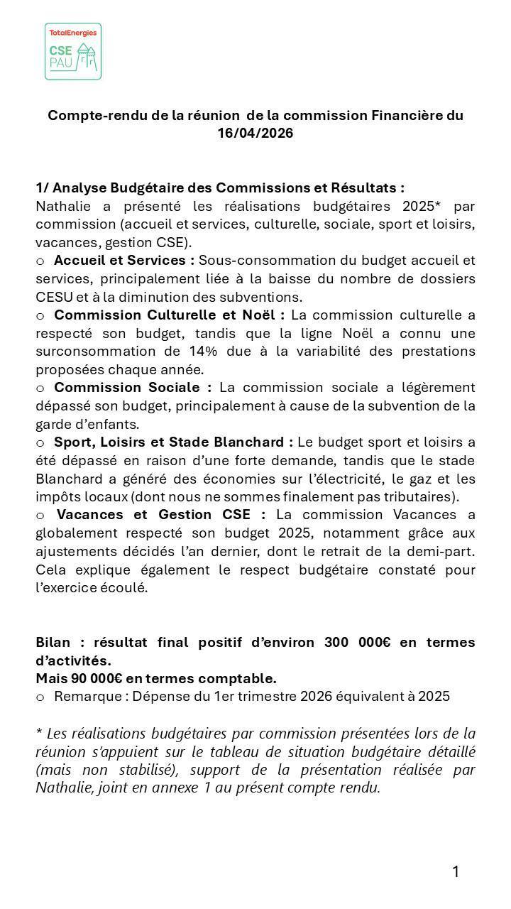 Compte Rendu CFDT • CSE Pau, mardi 21 mai 2026