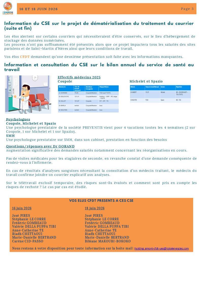 BREF CSE AGSH PARIS DES 16 ET 18 JUIN DERNIERS