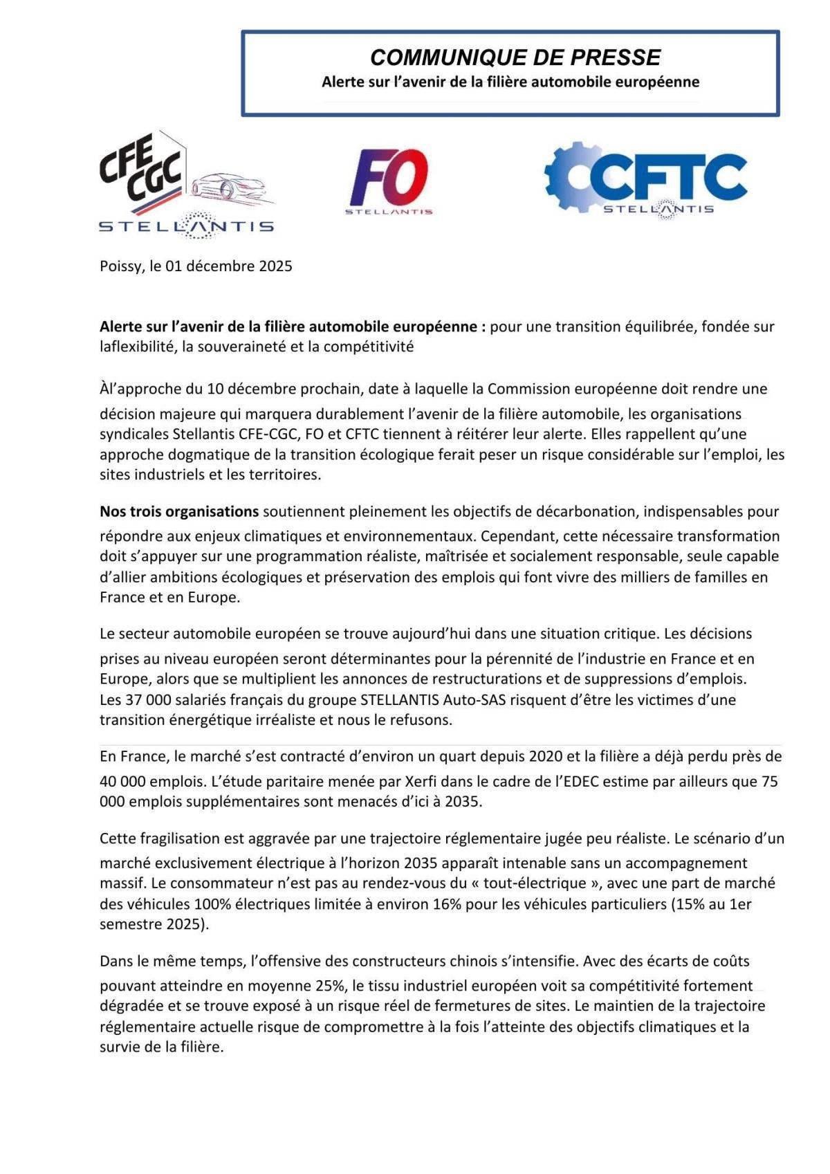 Communiqué de presse intersyndical Communiqué de presse intersyndical