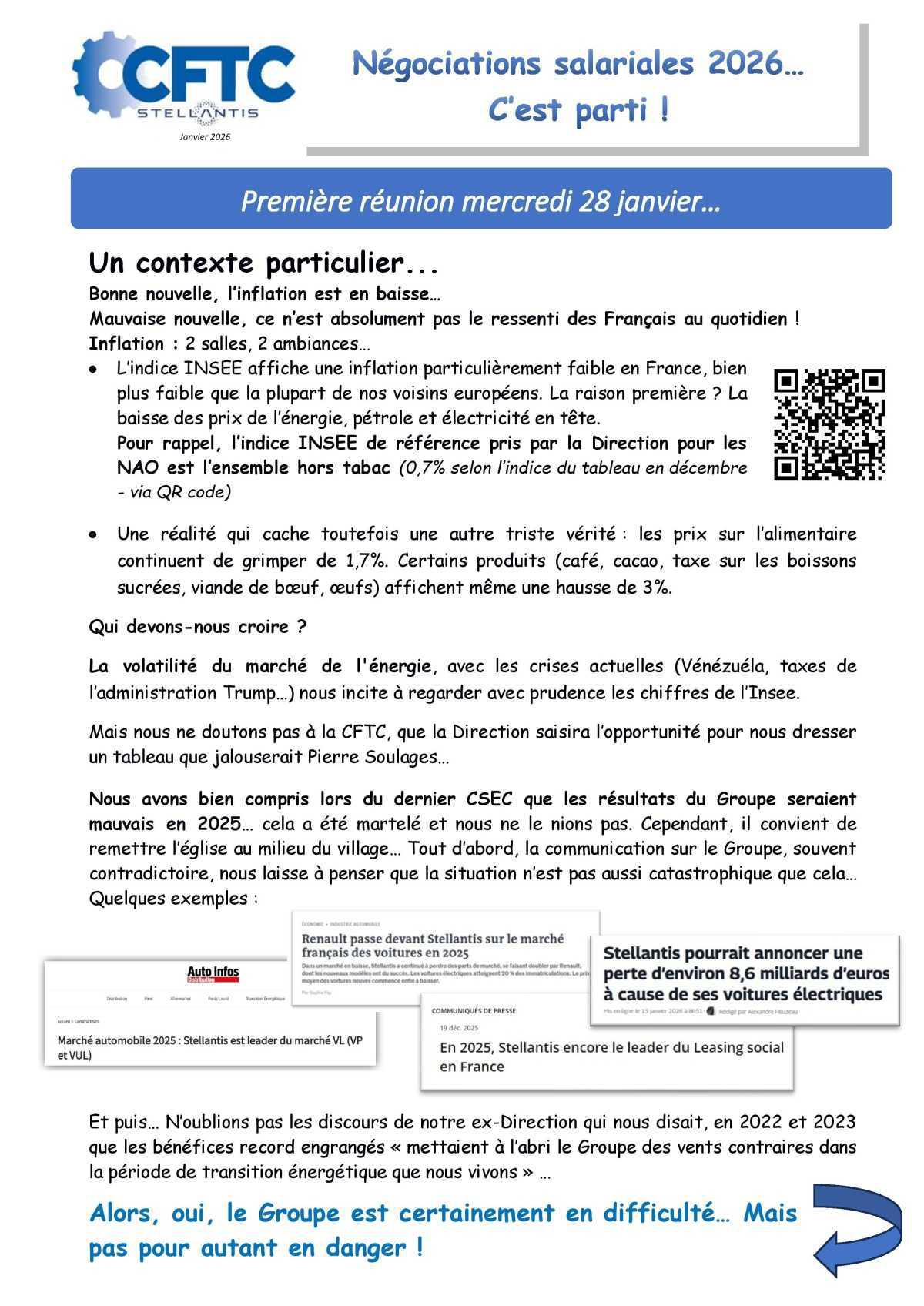 Négo salariales 2026 : 1ère réunion le 28/01/2026