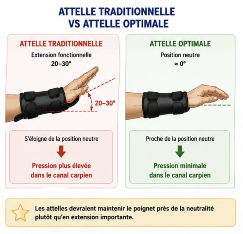 Position du poignet associée à la pression la plus faible dans le canal carpien : implications pour la conception des attelles