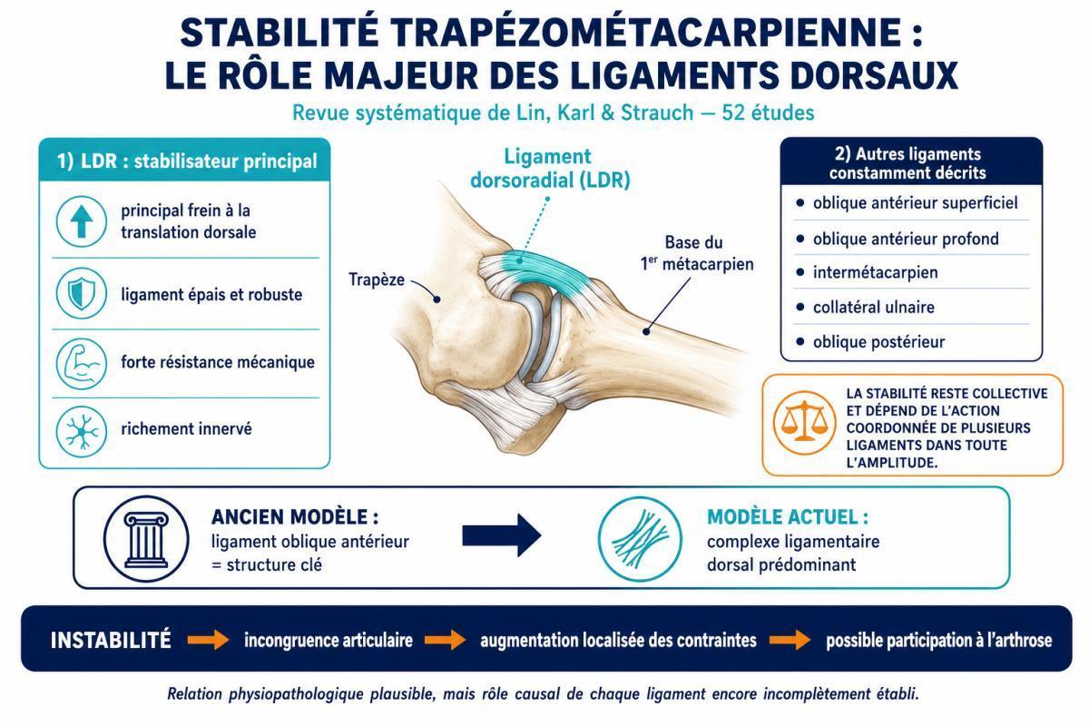 Stabilité de l'articulation trapézo-métacarpienne : l'importance des ligaments dorsaux