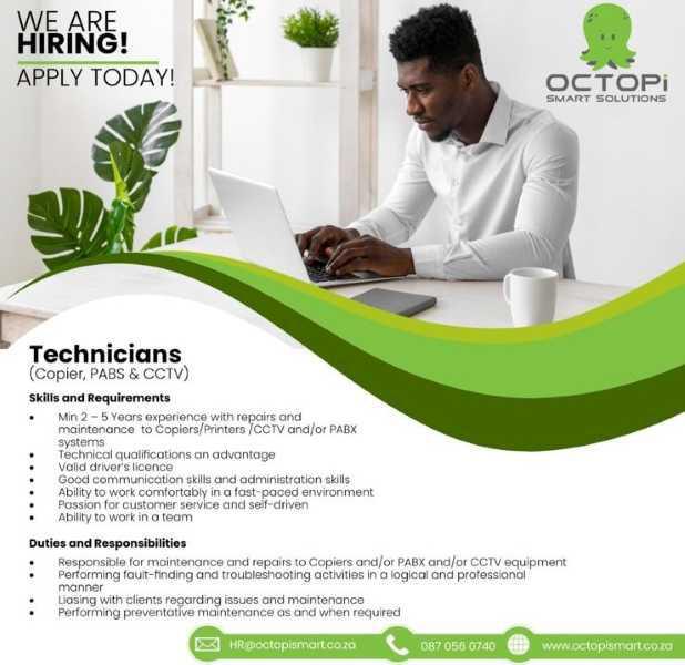 Octopi Smart Solutions in Ermelo seeking technicians