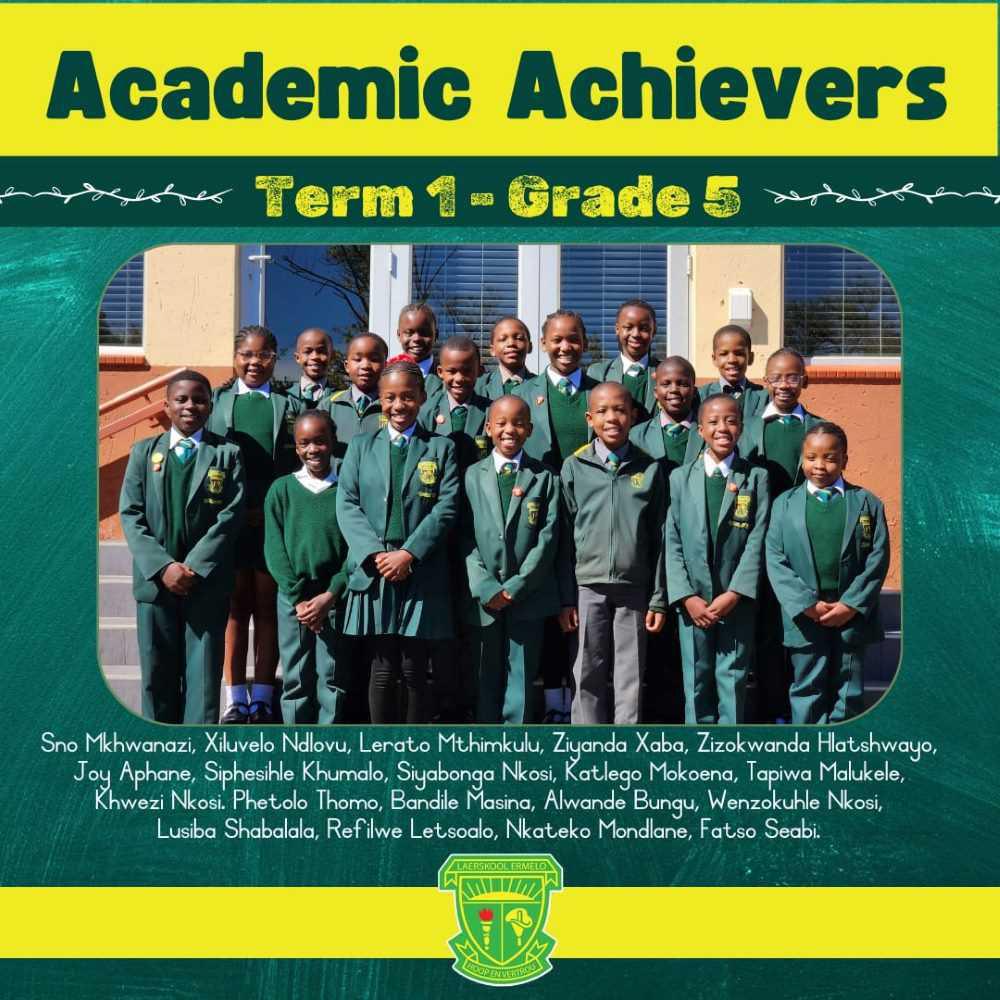 Laerskool Ermelo first term academic achievers Laerskool Ermelo first term academic achievers