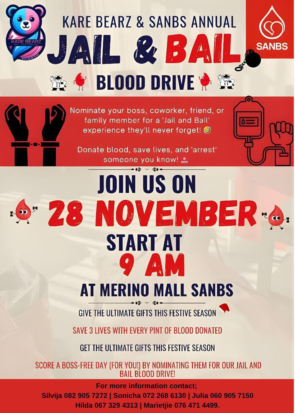 Kare Bearz & SANBS Host Annual Jail & Bail Blood Drive Kare Bearz & SANBS Host Annual Jail & Bail Blood Drive