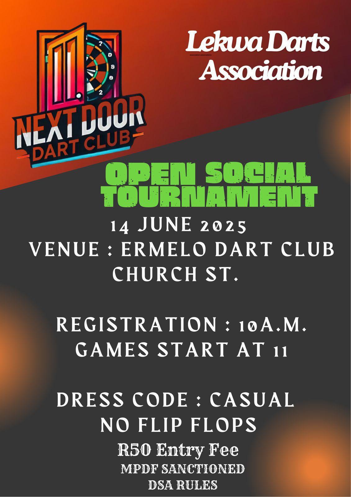 Open Social Tournament Announced at Next Door Dart Club Open Social Tournament Announced at Next Door Dart Club