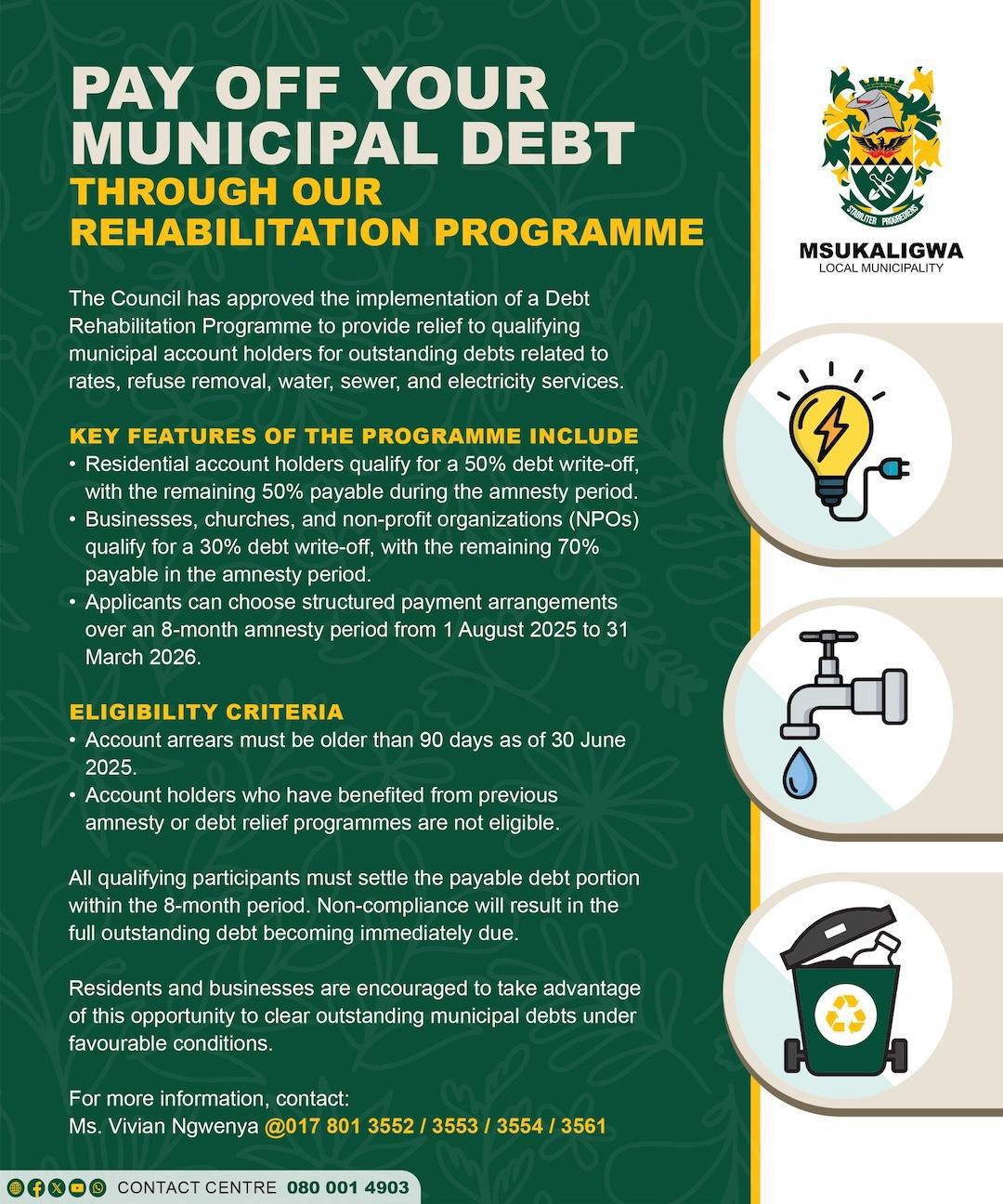 Msukaligwa Municipality Launches Debt Rehabilitation Programme for Residents and Businesses