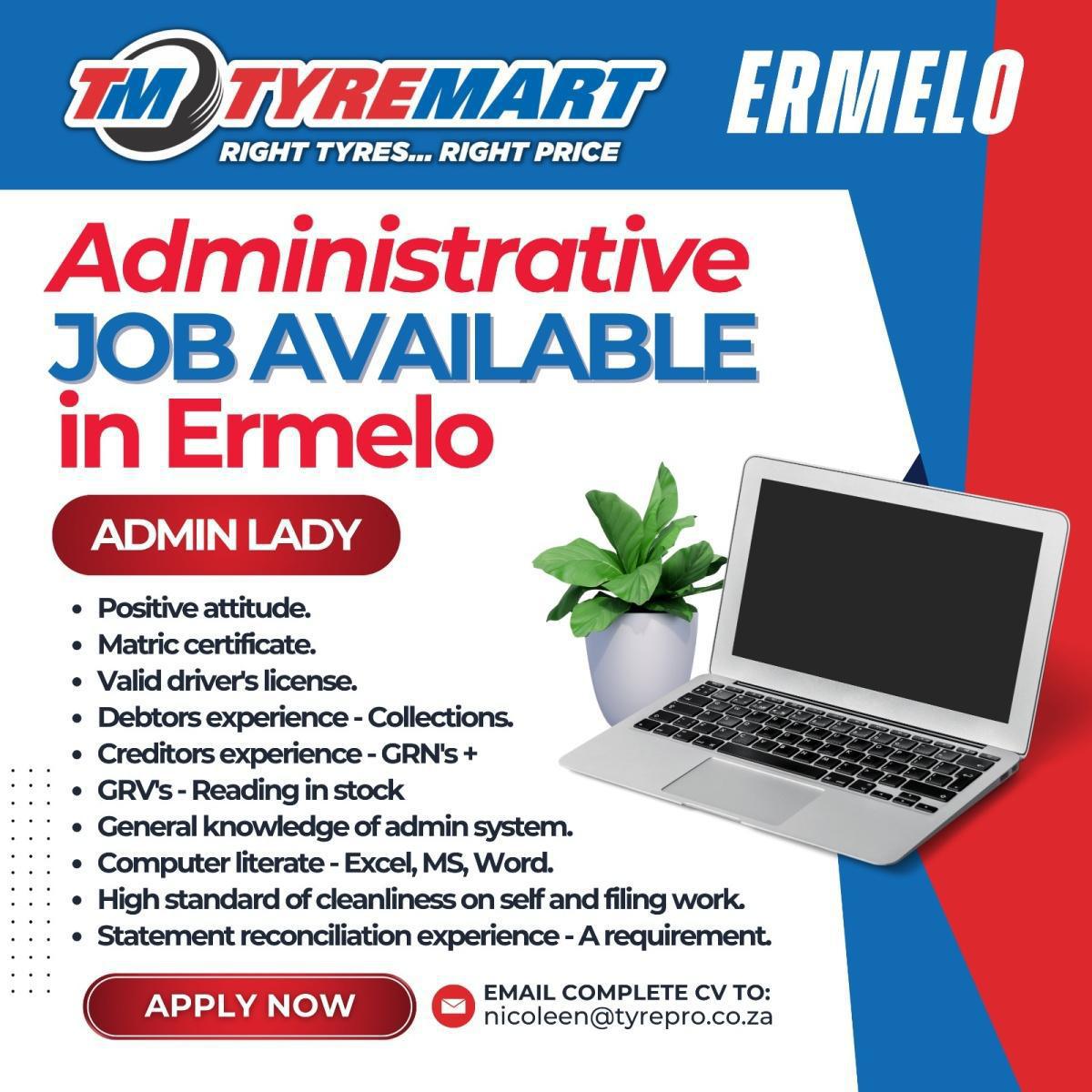 Administrative Position – Ermelo (Tyremart) Administrative Position – Ermelo (Tyremart)