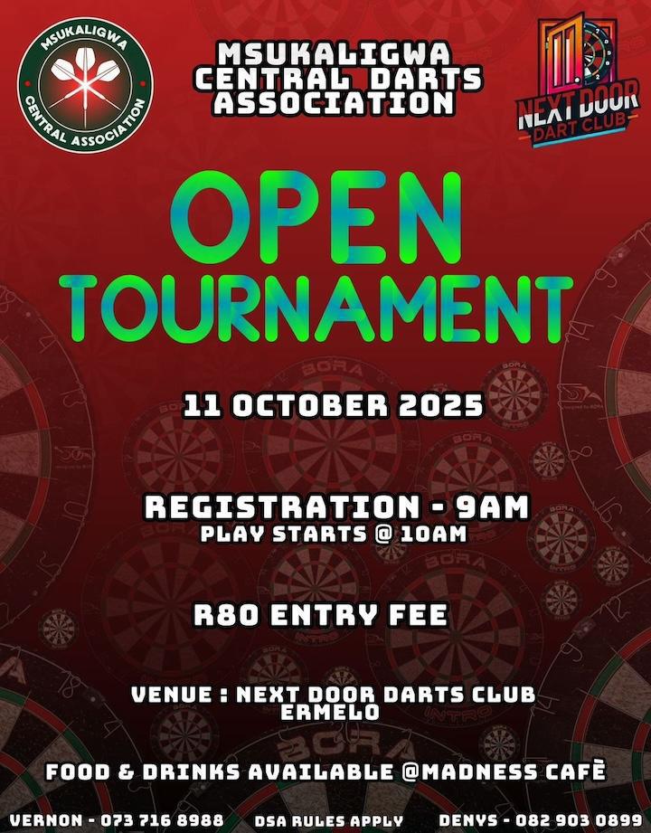 Msukaligwa Darts Association to Host Open Tournament in Ermelo Msukaligwa Darts Association to Host Open Tournament in Ermelo