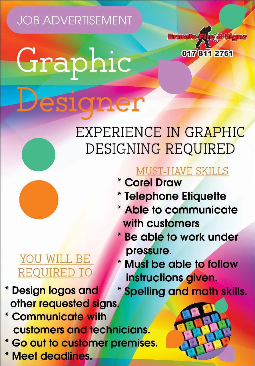 Vacancy: Graphic Designer – Ermelo Vacancy: Graphic Designer – Ermelo